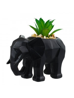 Vaso Elefante Preto Planta Artificial 10cm