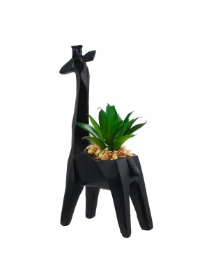 Vaso Girafa Preta Planta Artificial 15.5cm