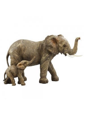 Elefante Mãe E Filhote 29cm - Animais Resina