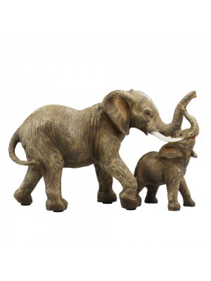 Elefante Mãe E Filhote 18cm - Animais Resina