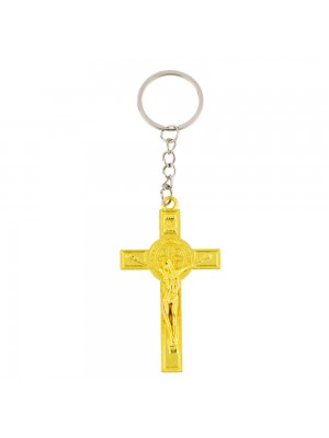 Chaveiro Crucifixo Dourado Claro 7cm