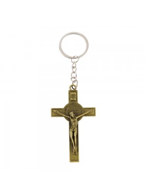 Chaveiro Crucifixo Dourado Escuro 7cm