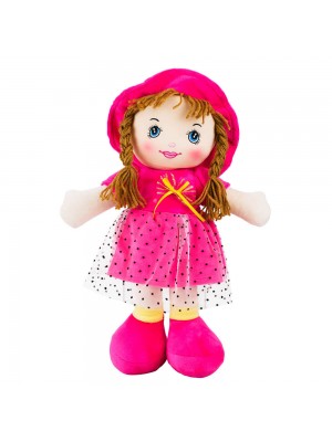 Boneca Chapéu Vestido Pink Pontilhado 40cm