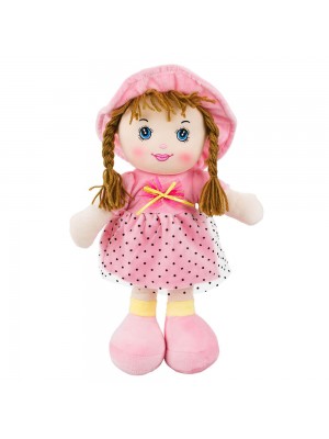 Boneca Chapéu Vestido Rosa Pontilhado 40cm