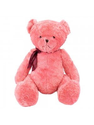 Urso Rosa Sentado Laço 50cm - Pelúcia