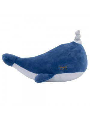 Baleia Narval Azul Chifre 26cm - Pelúcia