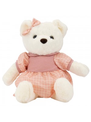 Urso Vestido Rosa Quadriculado 40cm - Pelúcia