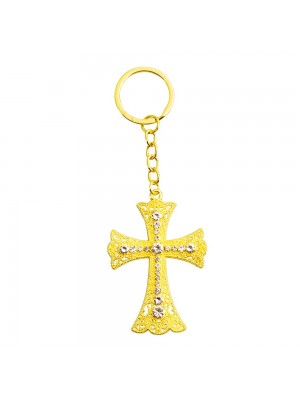 Chaveiro Dourado Crucifixo 7cm