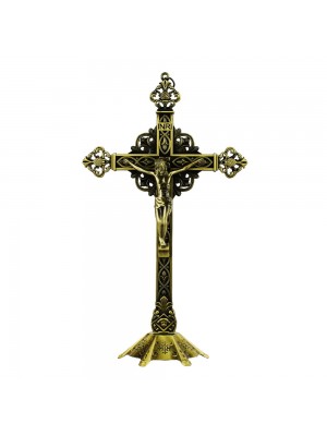 Crucifixo Dourado 25.5cm - Enfeite Metal
