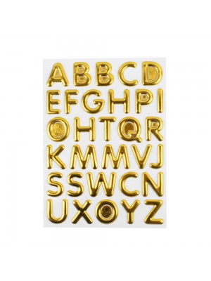 Cartela Adesivos Letras Alfabetos Dourado