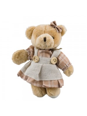 Chaveiro Urso Femea Vestimenta Quadriculada 12cm - Pelúcia