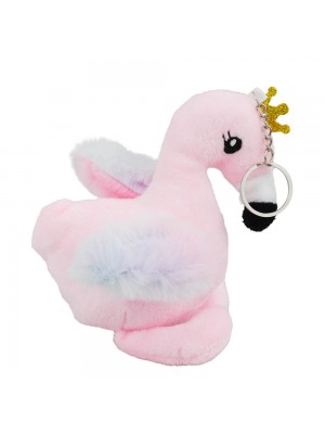 Chaveiro Flamingo Rosa Coroa 18cm - Pelúcia