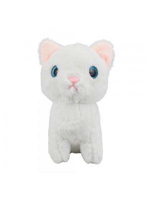 Chaveiro Gato Branco Olhos Azuis 14cm - Pelúcia